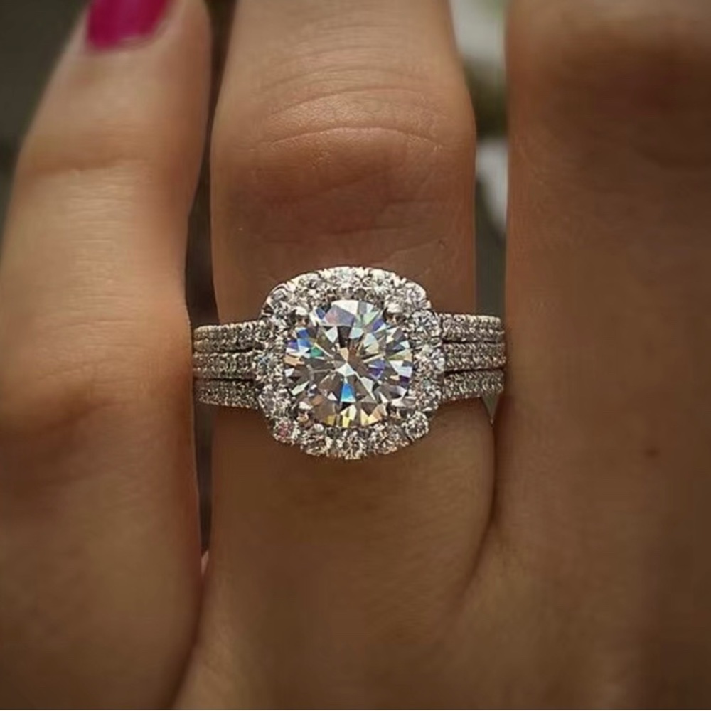 T&M Treasures 3 Row Synthetic Zircon Ring (Costume Jewelry), New, Size 7